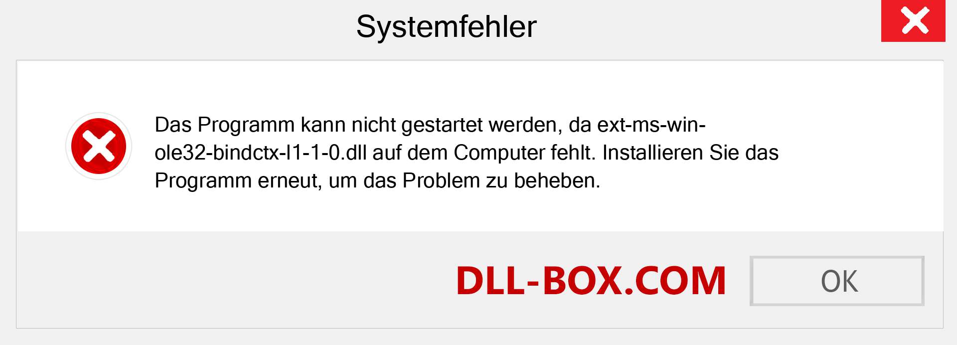 ext-ms-win-ole32-bindctx-l1-1-0.dll-Datei fehlt?. Download für Windows 7, 8, 10 - Fix ext-ms-win-ole32-bindctx-l1-1-0 dll Missing Error unter Windows, Fotos, Bildern